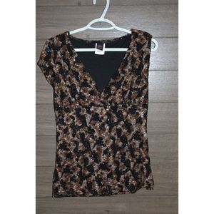 Wrapper Multicolor Surplice Neckline Blouse w/ Sequins size Large